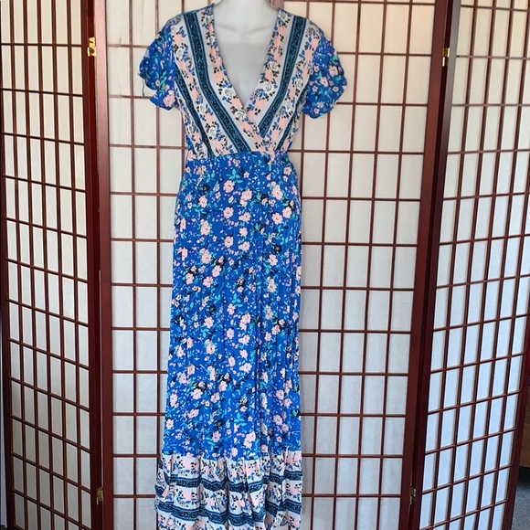 Blue Floral Dress small - Picture 3 of 8